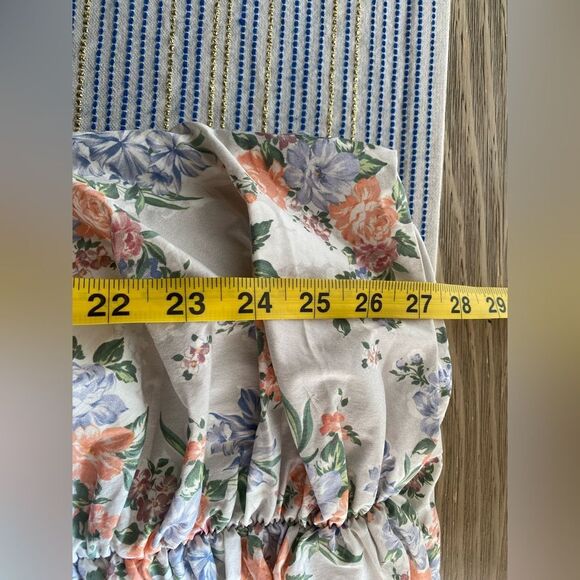 HOUSE OF CB London Kara Floral Mini Dress Ruched LaceUp Ruffle Sleeve Bodycon XS - Picture 16 of 17